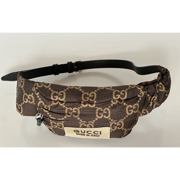 Gucci Maxi GG Logo BrownNylon Belt Bag 767934 Italy New - Picture 5 of 14